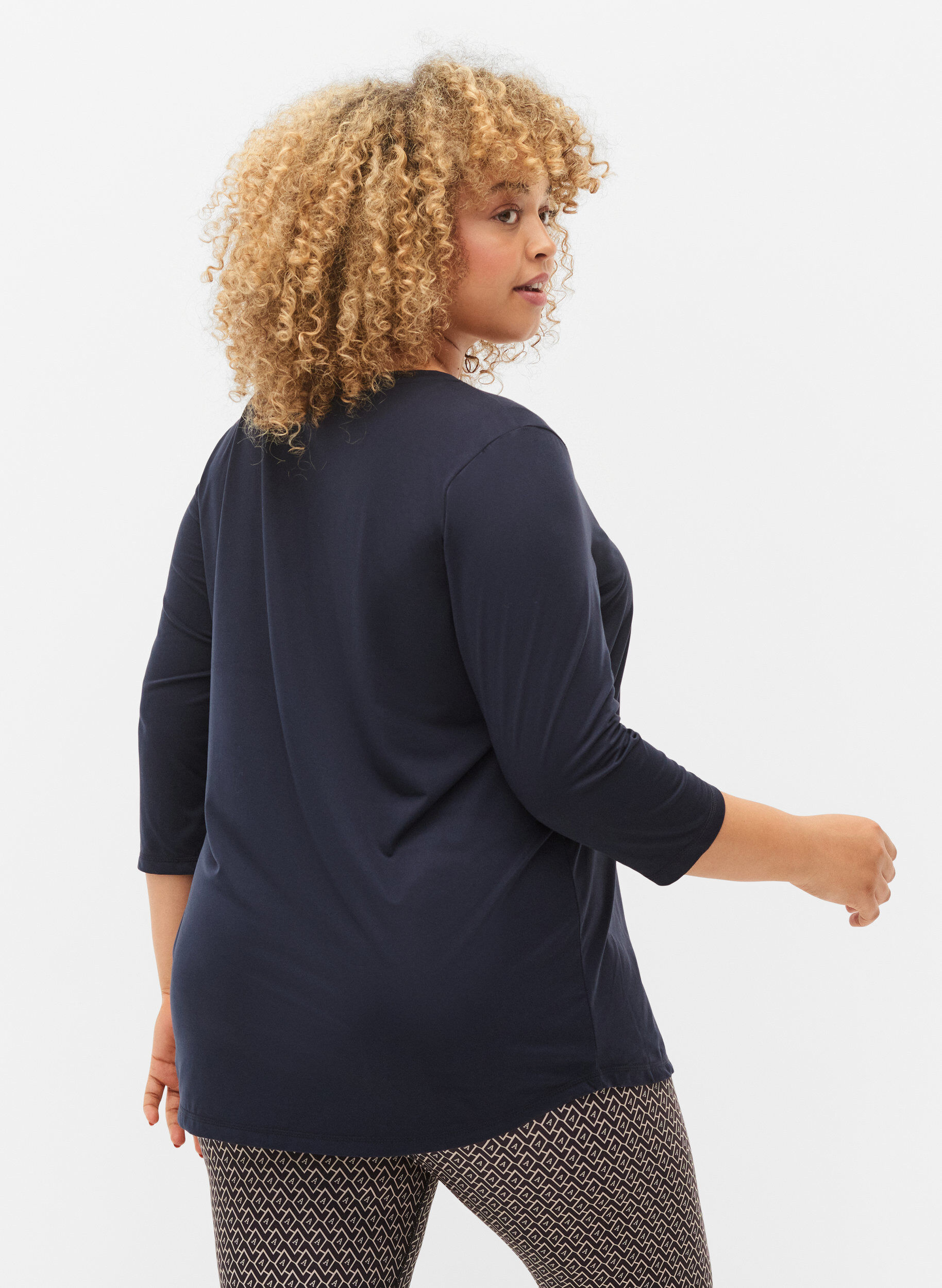 Zizzifashion Workout top with 3/4 sleeves, Blue, Model image number 2