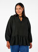 Viscose blouse with peplum, Black, Model image number 0