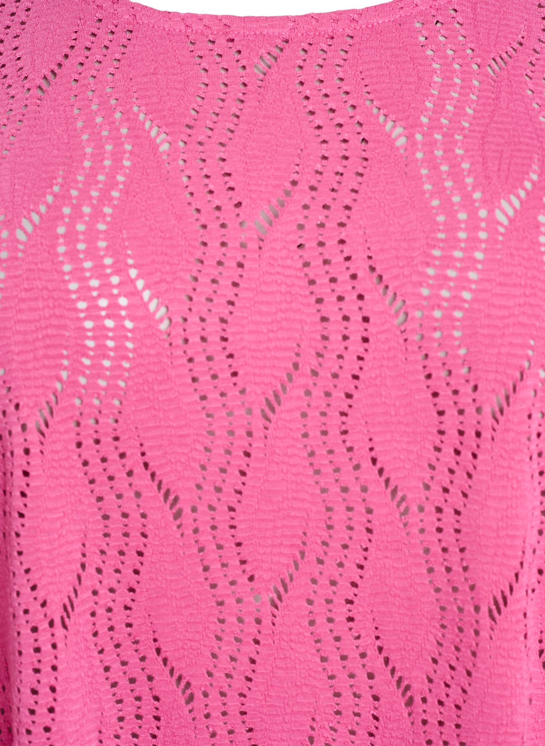 Zizzifashion Short jersey dress with eyelet pattern, Pink, Packshot image number 2