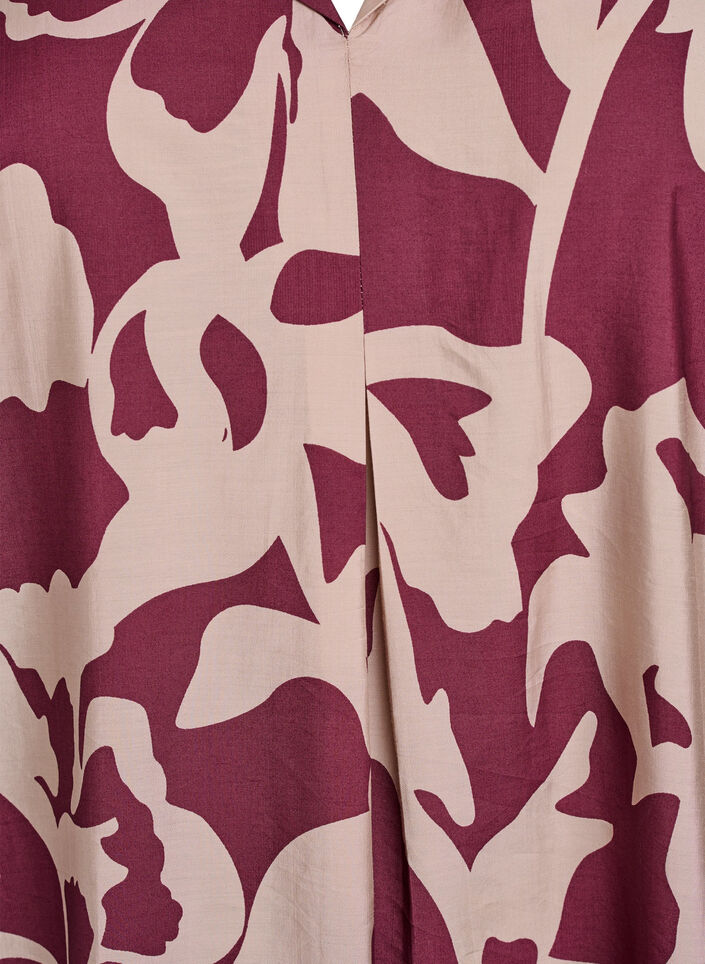 Knee-length dress with print and V-neck, Red, Packshot image number 2