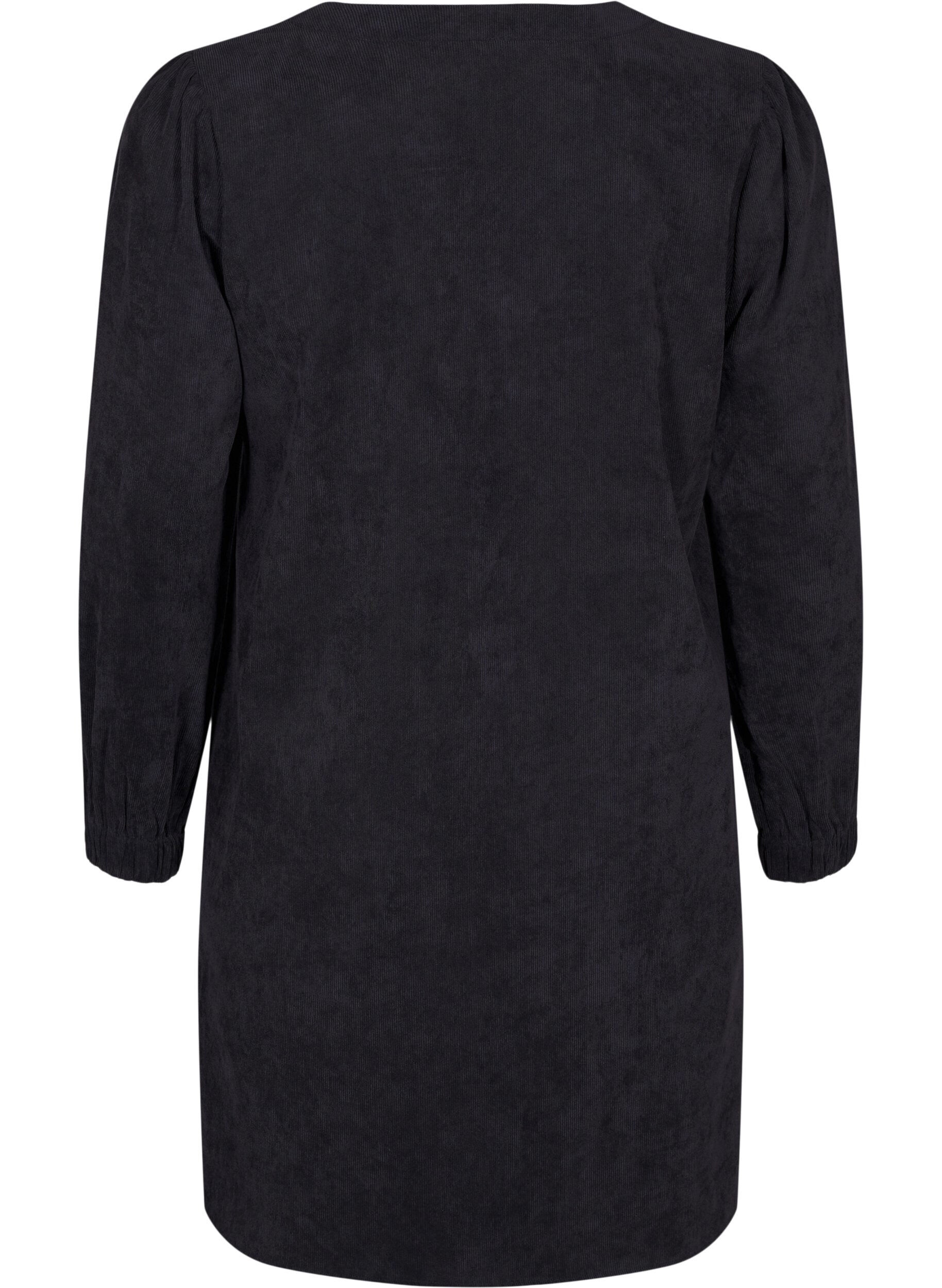 Zizzifashion Short velvet dress with long sleeves, Black, Packshot image number 1