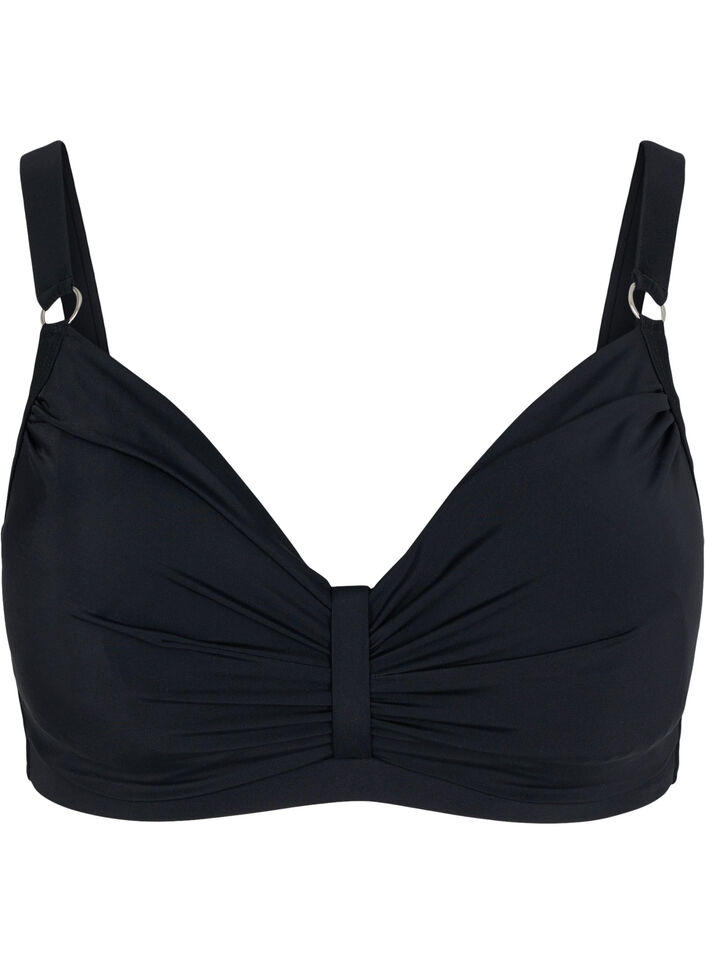 Bikini top with drape front, Black, Packshot image number 0
