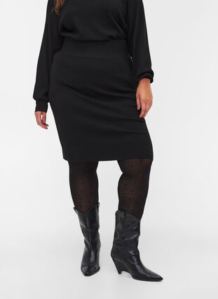Close-fitting knitted skirt, Black, Model image number 2
