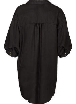 Plain tunic with buttons, Black, Packshot image number 1