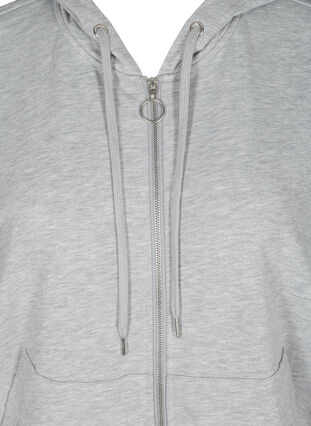 Short-sleeved sweatshirt with zip, Light Grey Melange, Packshot image number 2