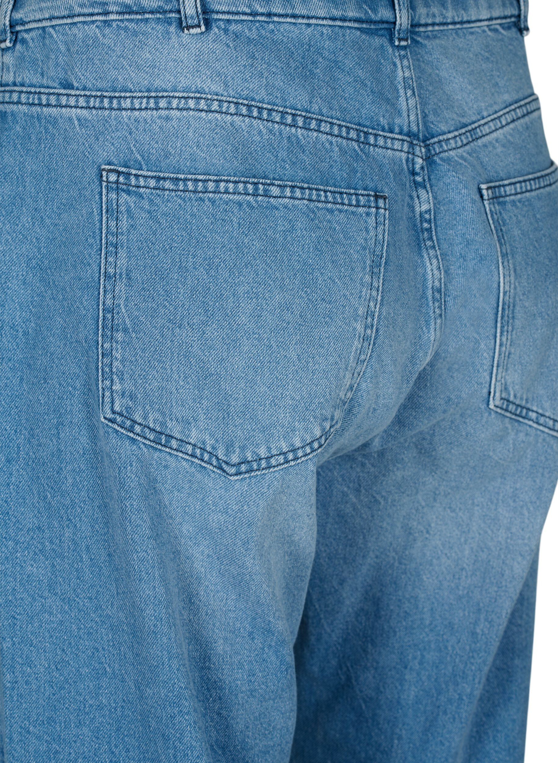 Zizzifashion Straight fit jeans with raw edges, Medium Blue, Packshot image number 3
