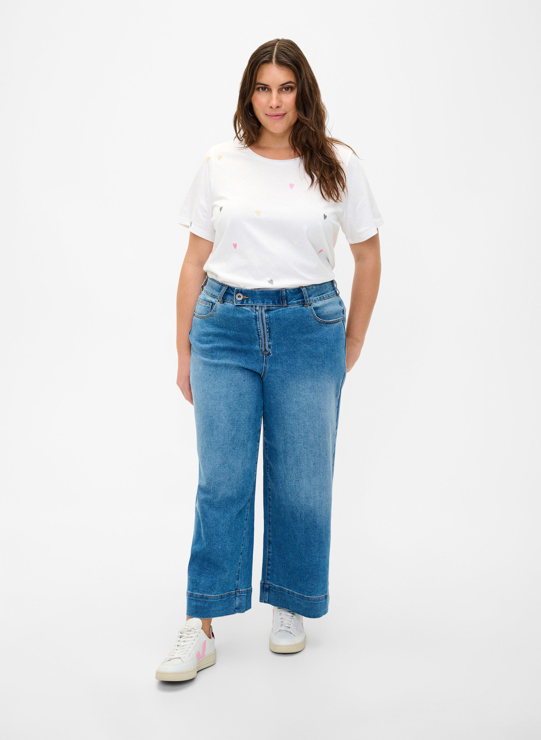 Zizzifashion Cropped jeans with flare, Blue, Model image number 0