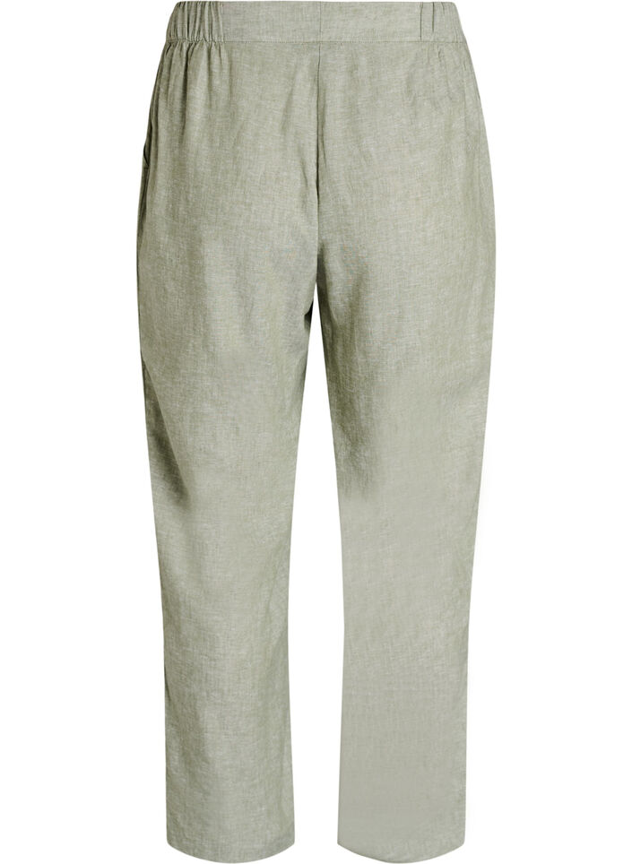 Loose trousers in linen and viscose, Green, Packshot image number 1