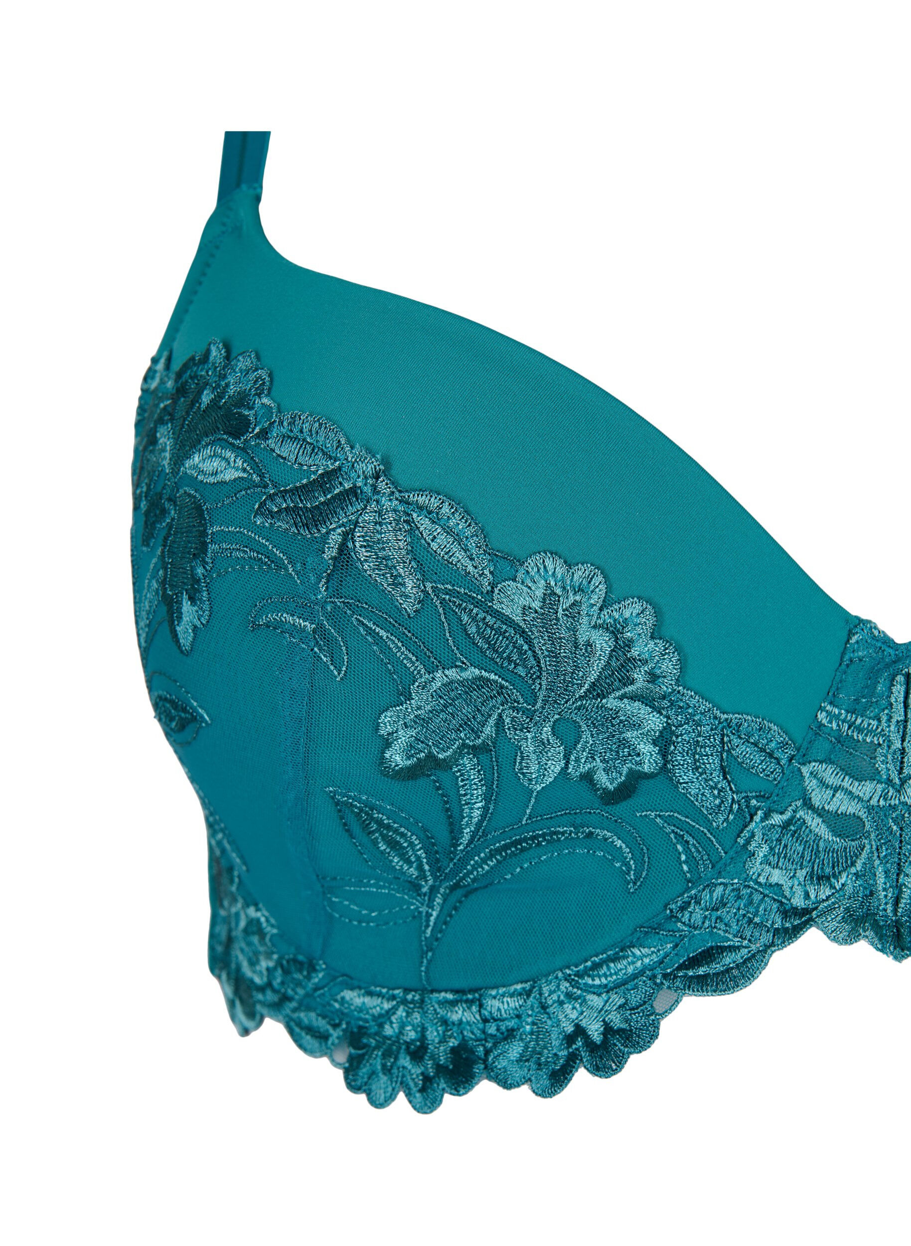 Zizzifashion Lace bra with underwire and padding, Green-Blue Slate, Packshot image number 2