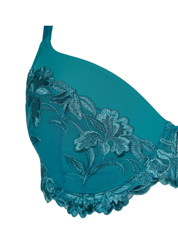 Lace bra with underwire and padding, Green-Blue Slate, Packshot image number 2