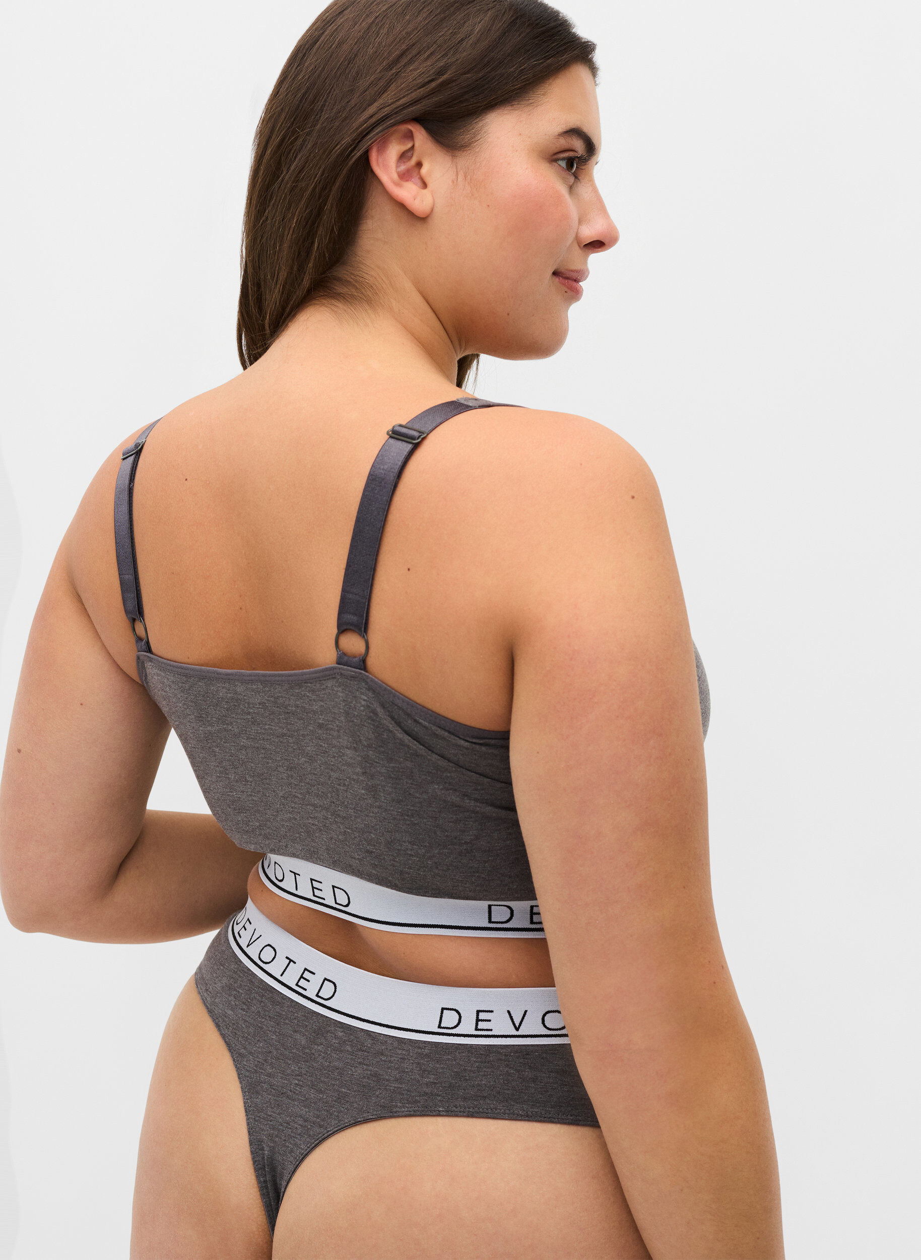 Zizzifashion Marled bra with adjustable straps, Medium Grey Melange, Model image number 1