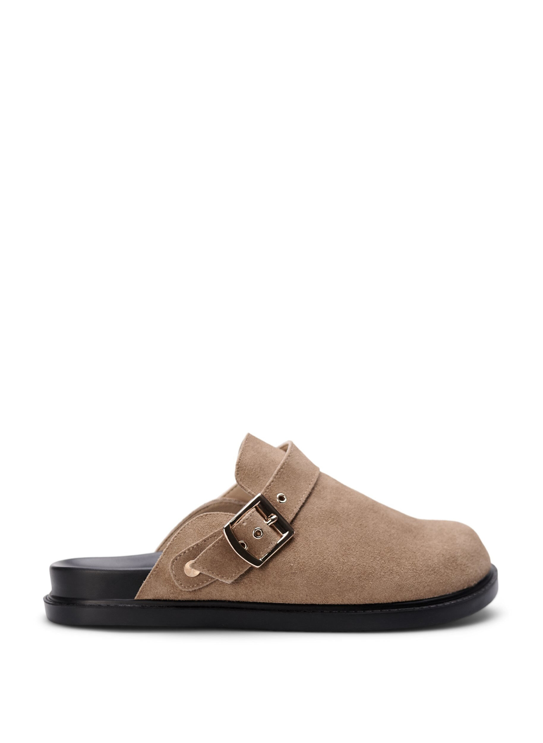 Zizzifashion Wide fit suede clogs, Woodsmoke, Packshot image number 0
