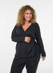 Jersey wrap blouse with a tie-fastening, Black, Model image number 0