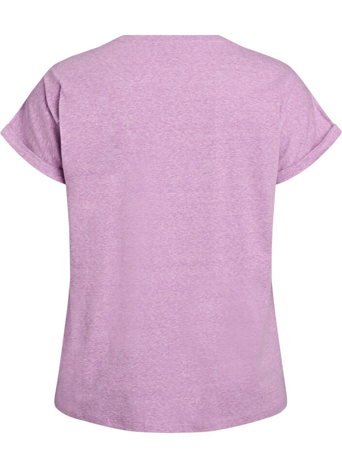Melange t-shirt with short sleeves, Purple, Packshot image number 1