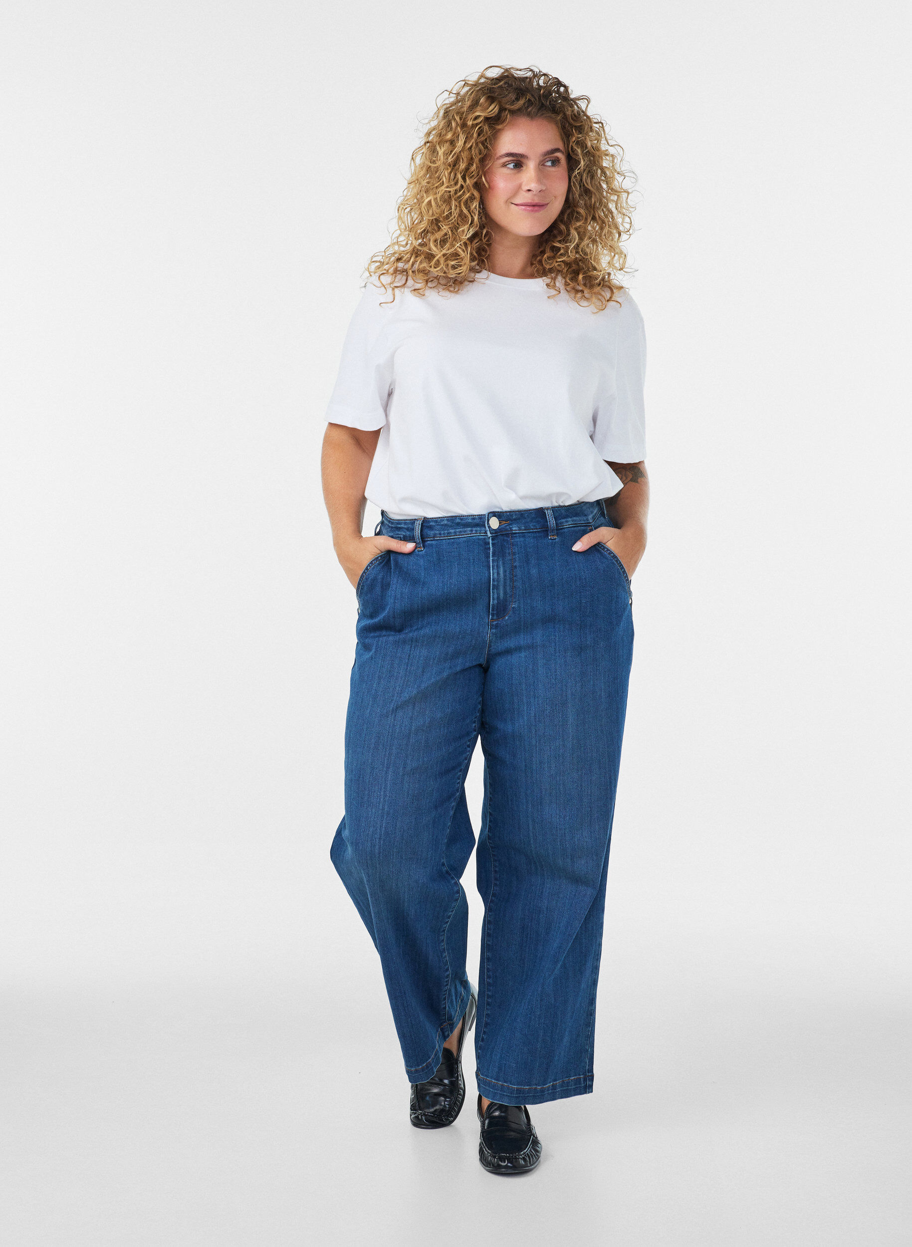ZizzifashionWide fit Myra jeans with high waist, Blue, Model image number 0