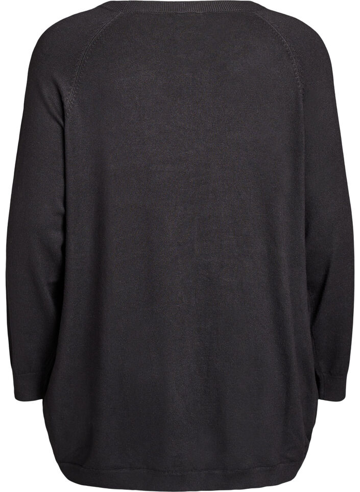 Knitted blouse with side buttons, Black, Packshot image number 1