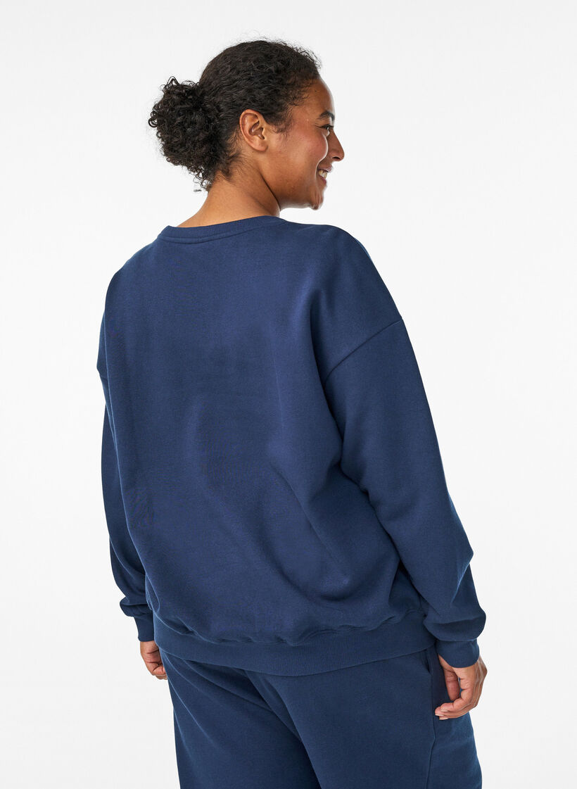 Sweatshirt with text print, Blue, Model image number 2