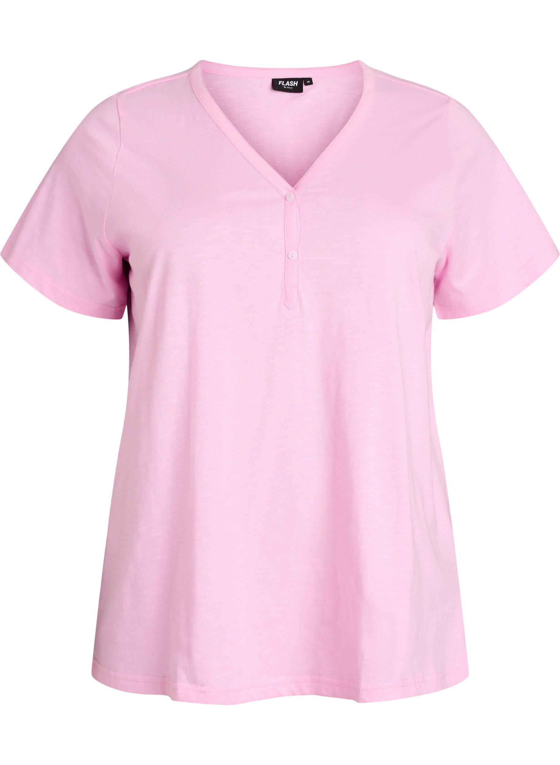 Zizzifashion T-shirt with button detail, Pink, Packshot image number 0
