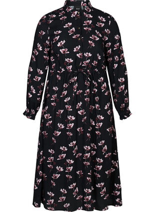Midi dress with floral print, Black AOP, Packshot image number 0
