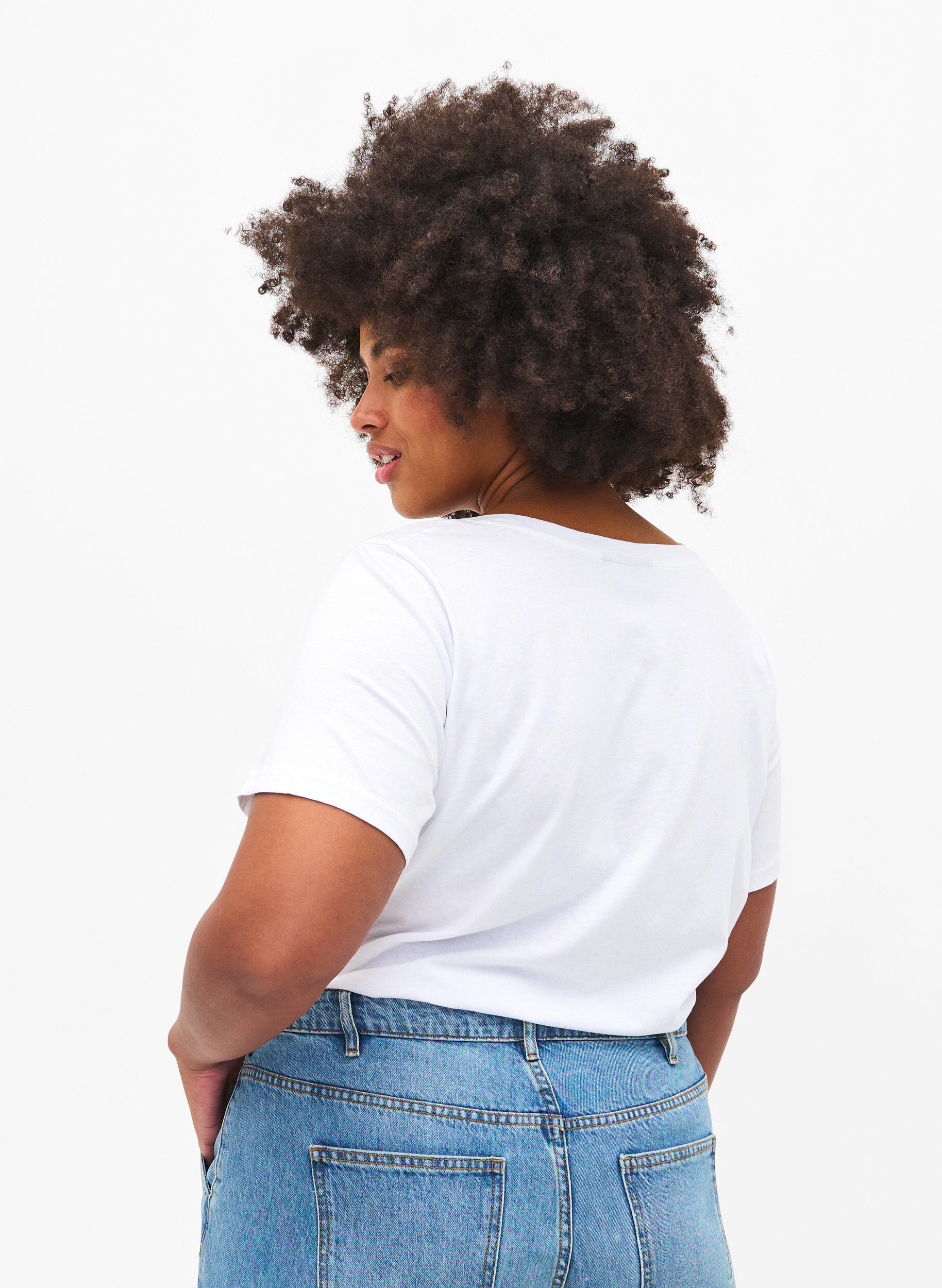 Zizzifashion T-shirt with rhinestones, B.White W.Rhinestone, Model image number 1