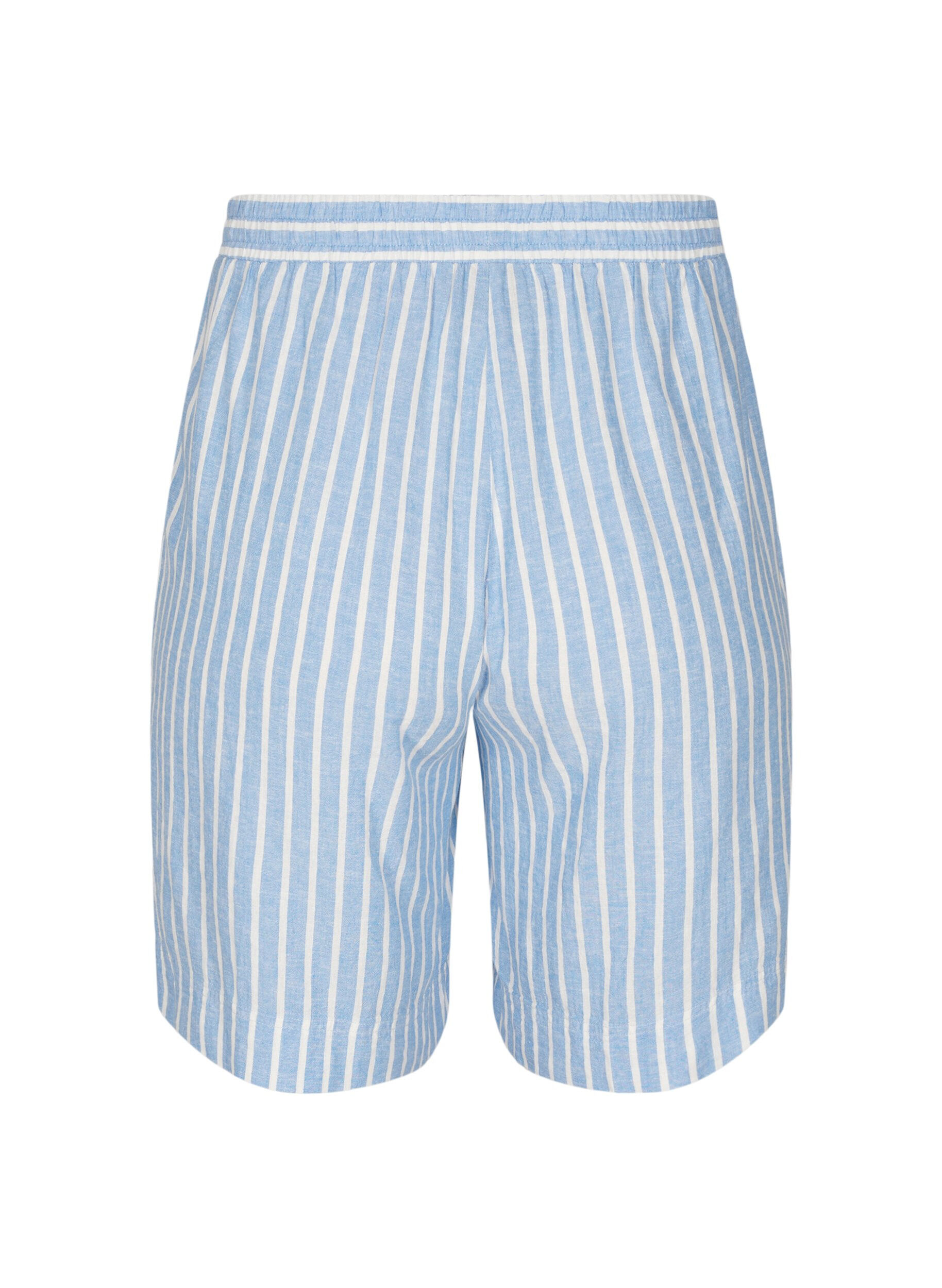 Zizzifashion Striped shorts in linen and viscose, Light Blue, Packshot image number 1