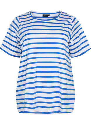 Striped cotton t-shirt, Blue Stripes, Packshot image number 0