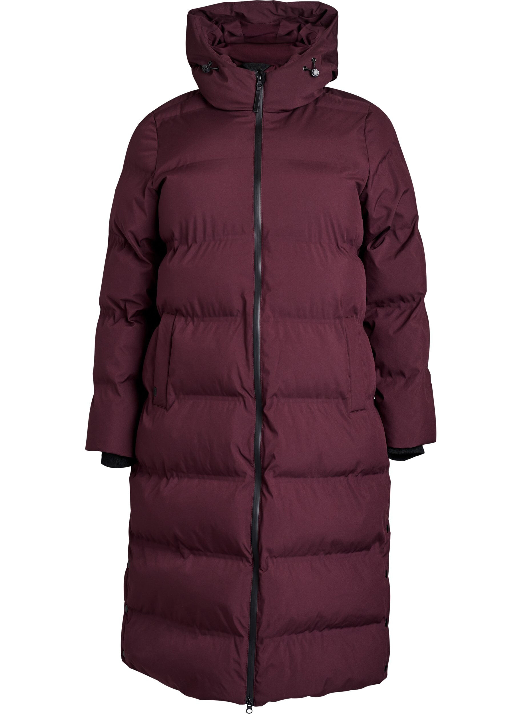 Long puffer winter coat with hood