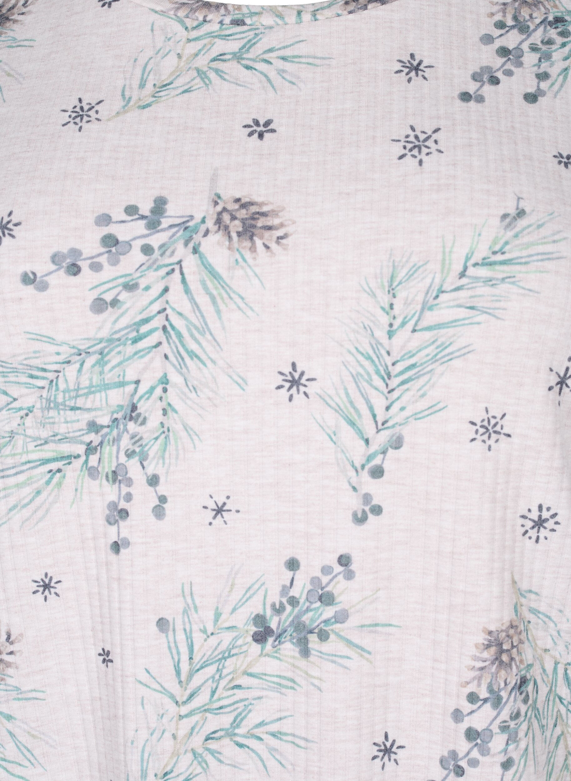 Zizzifashion Long-sleeved top in rib, Natural M&eacute;l AOP Gran, Packshot image number 2