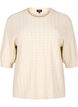 Knitted blouse with openwork pattern and short sleeves, Birch Mel., Packshot image number 0