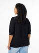 Knitted blouse with a striped openwork pattern and short sleeves, Black, Model image number 2