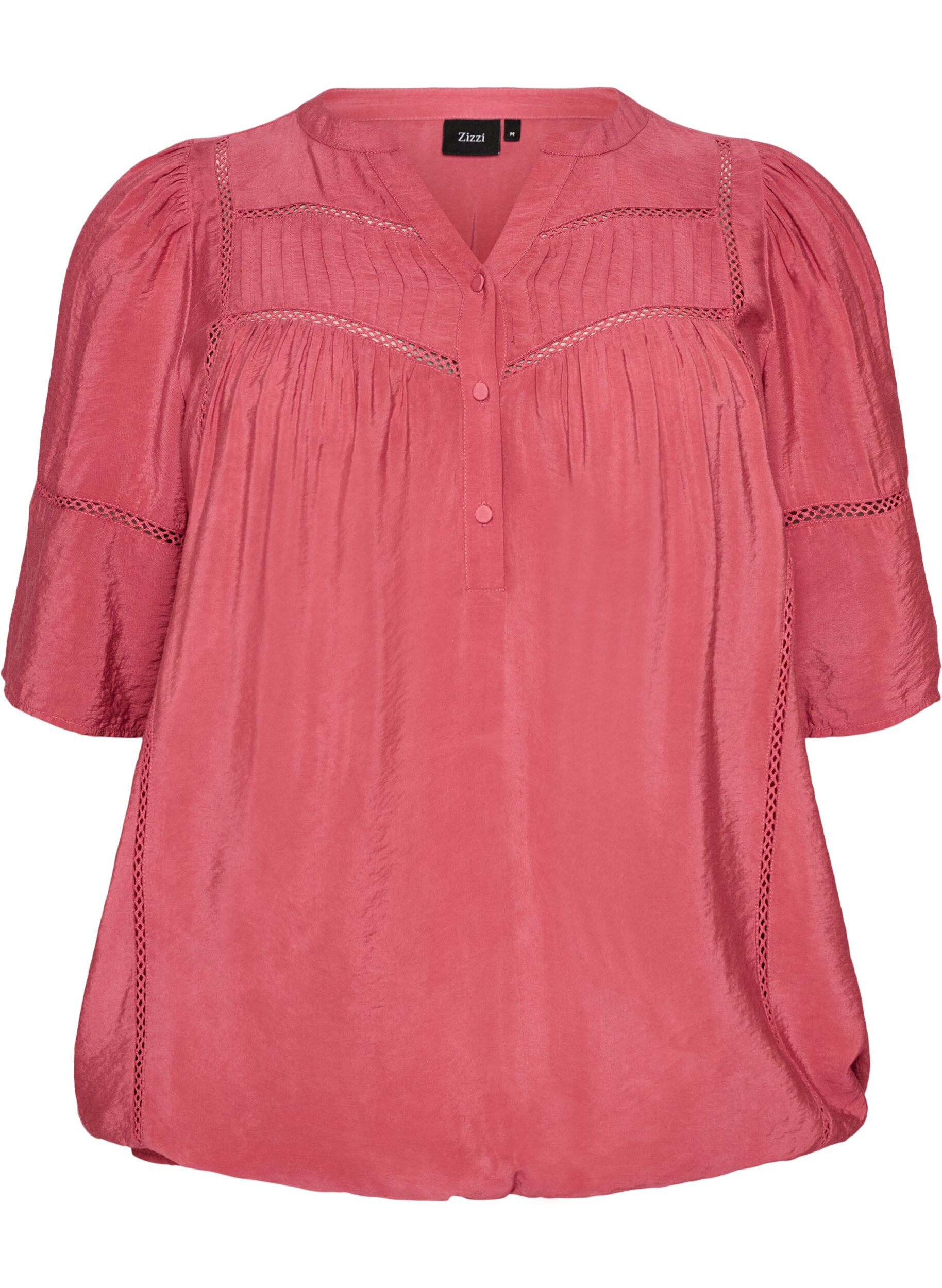 Viscose blouse with pintucks and balloon effect