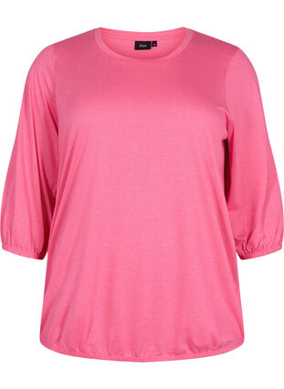 Plain blouse with 3/4 sleeves, Hot Pink Mel., Packshot image number 0