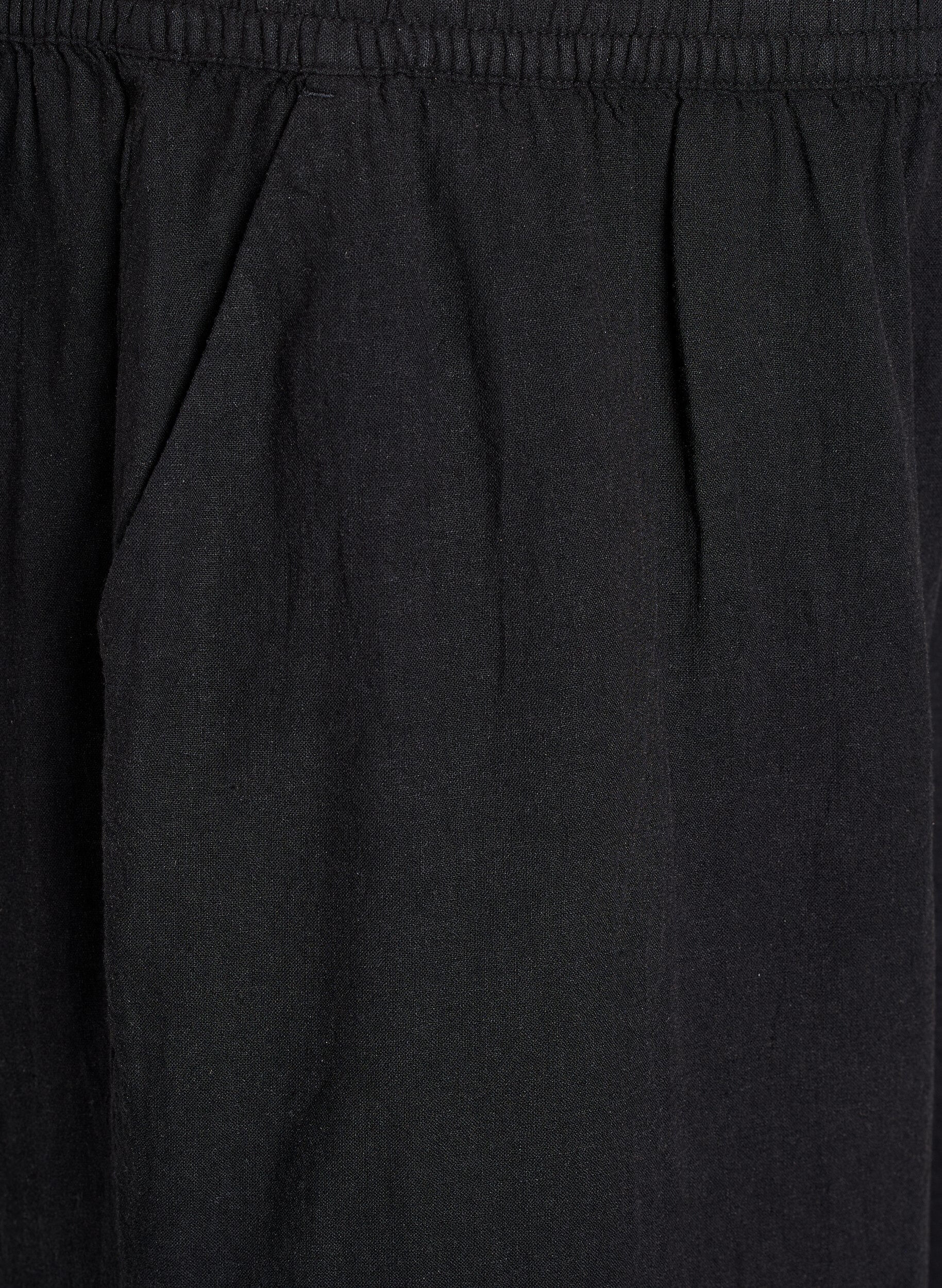 Zizzifashion Cropped trousers in linen and viscose, Black, Packshot image number 2