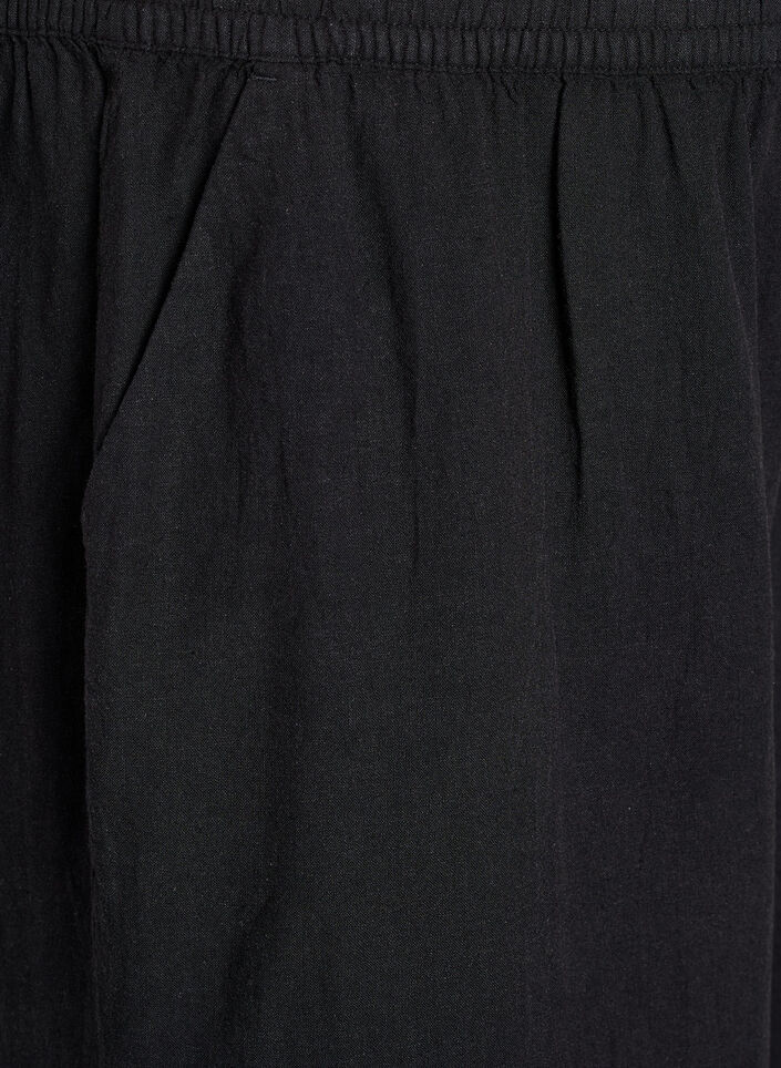 Cropped trousers in linen and viscose, Black, Packshot image number 2