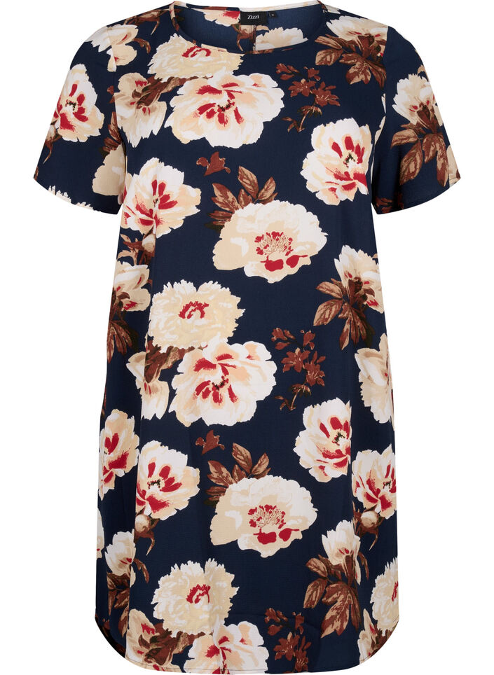 Dress with print and short sleeves, Blue, Packshot image number 0