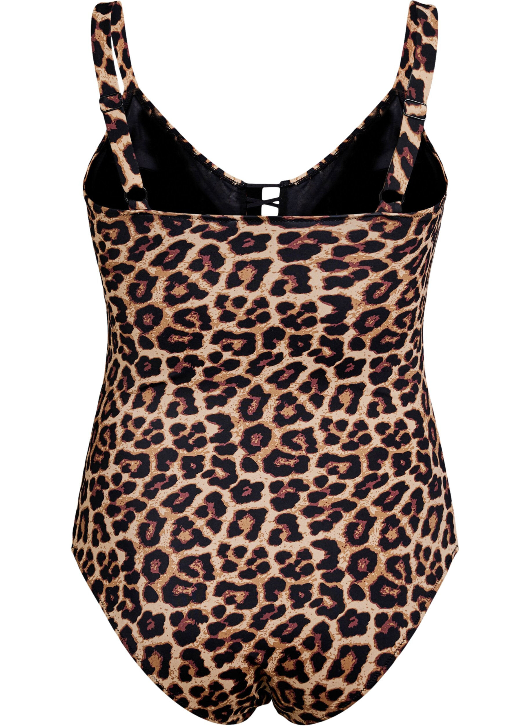 Zizzifashion Swimsuit with animal print and string detail, Brown, Packshot image number 1