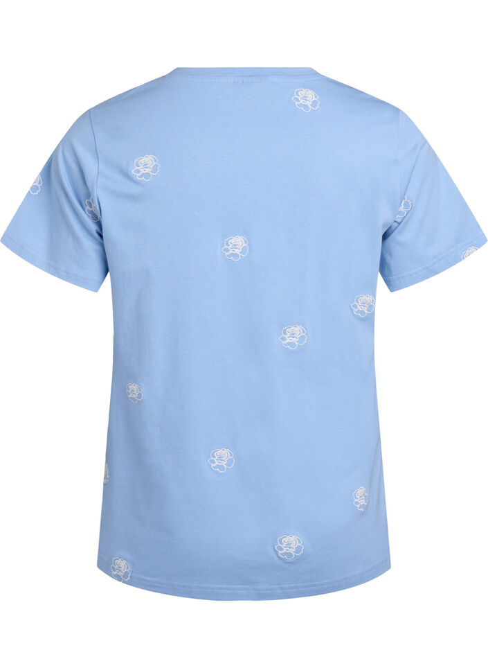 T-shirt in organic cotton with embroidered motifs, Light Blue, Packshot image number 1