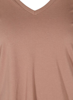 Organic cotton T-shirt with V-neckline, Deep Taupe, Packshot image number 2