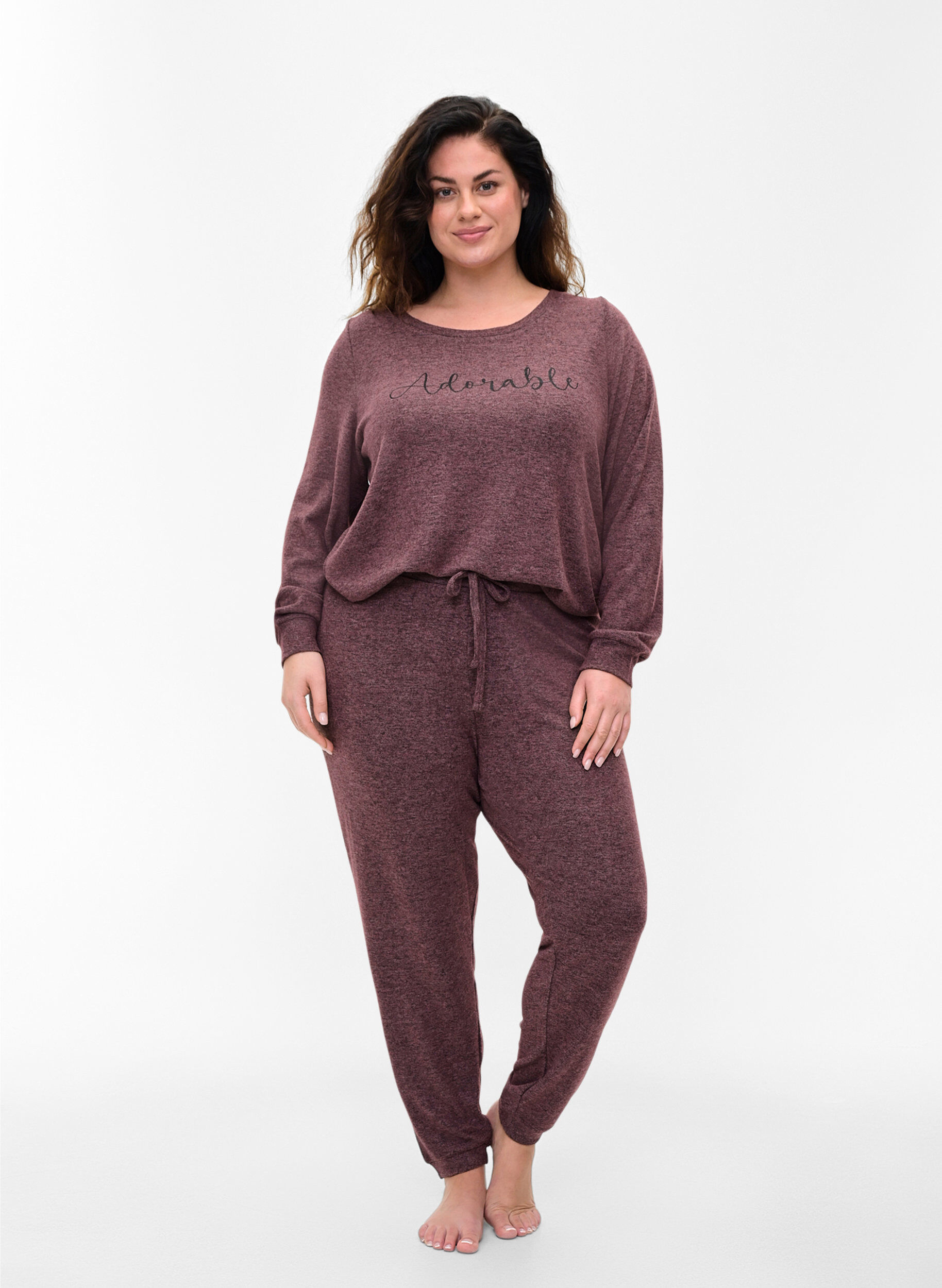 Zizzifashion Melange blouse in viscose blend, Port Royal Mel, Model image number 2