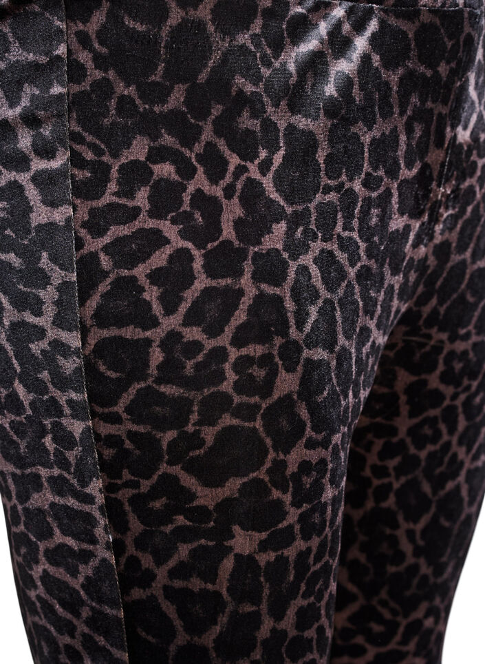 Velour leggings with leopard pattern, Brown, Packshot