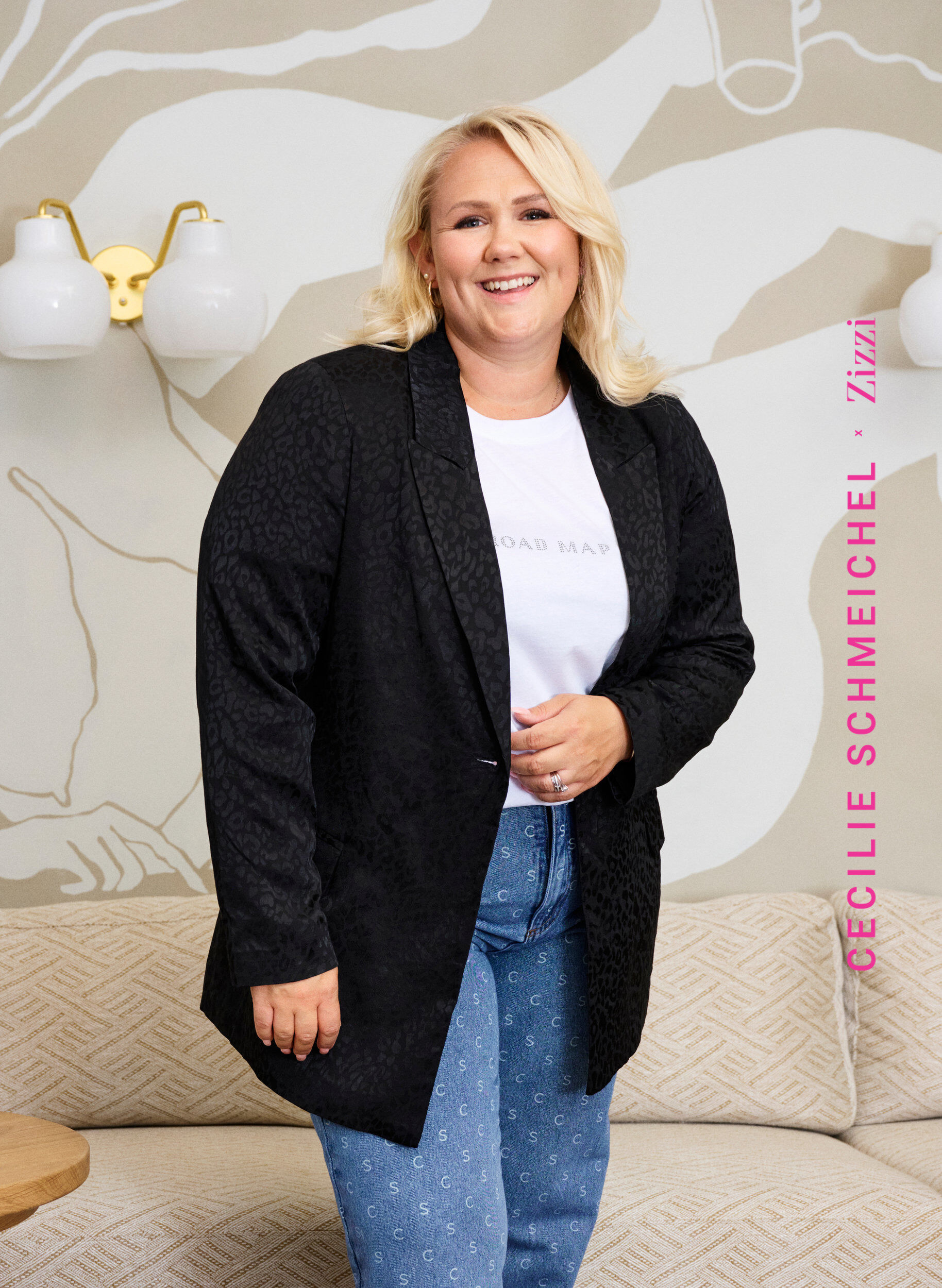 Zizzifashion Tone-on-tone jacquard blazer in viscose, Black, Image image number 0