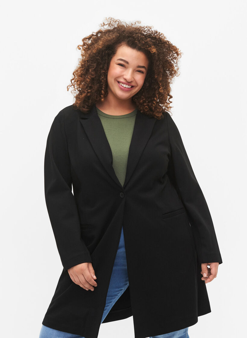 Long blazer, Black, Model image number 2