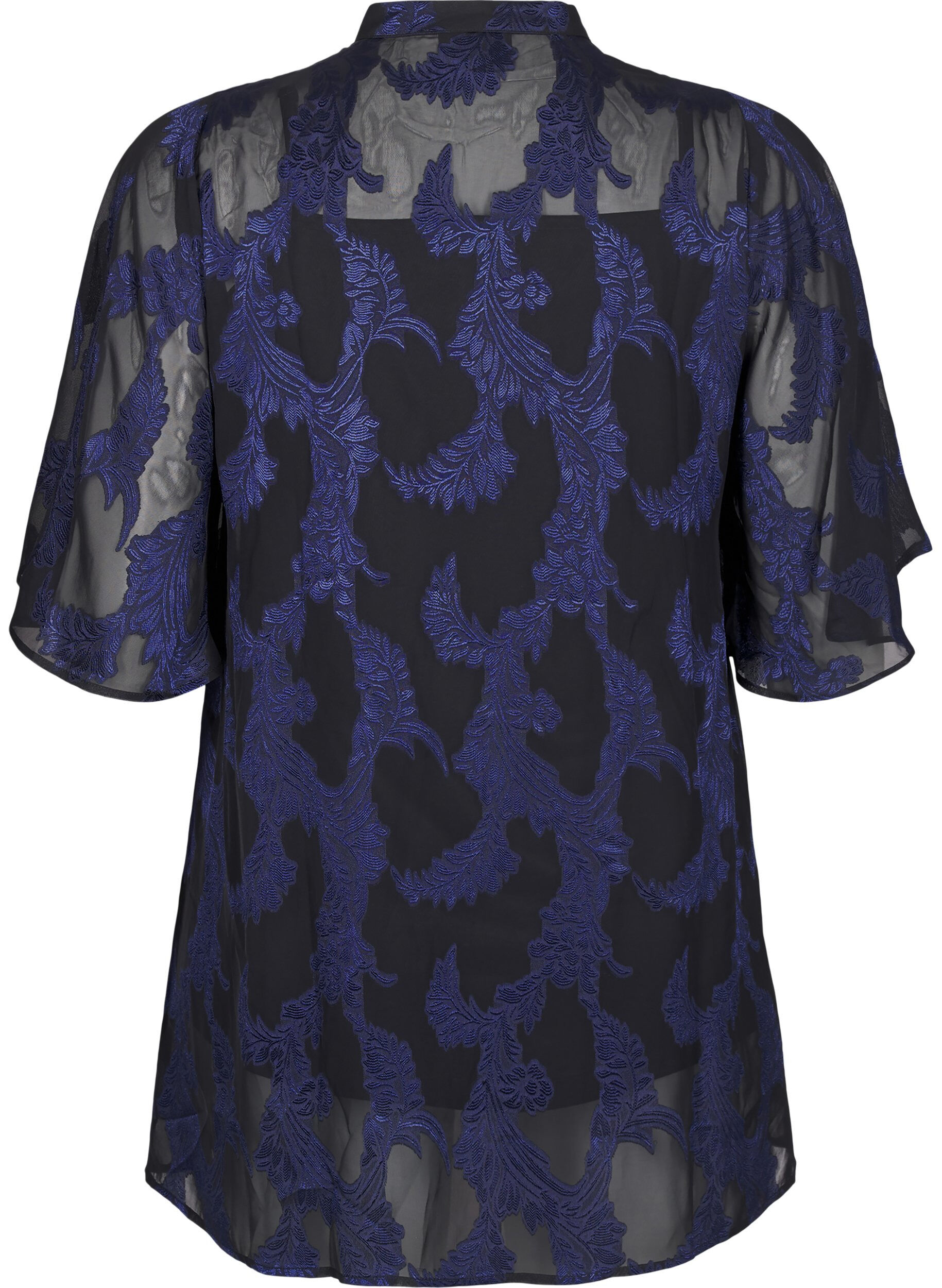 Zizzifashion Chiffon tunic with jacquard pattern, Evening Blue, Packshot image number 1