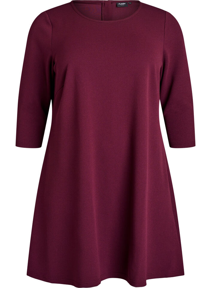 Short A-line dress with 3/4 sleeves, Red, Packshot image number 0