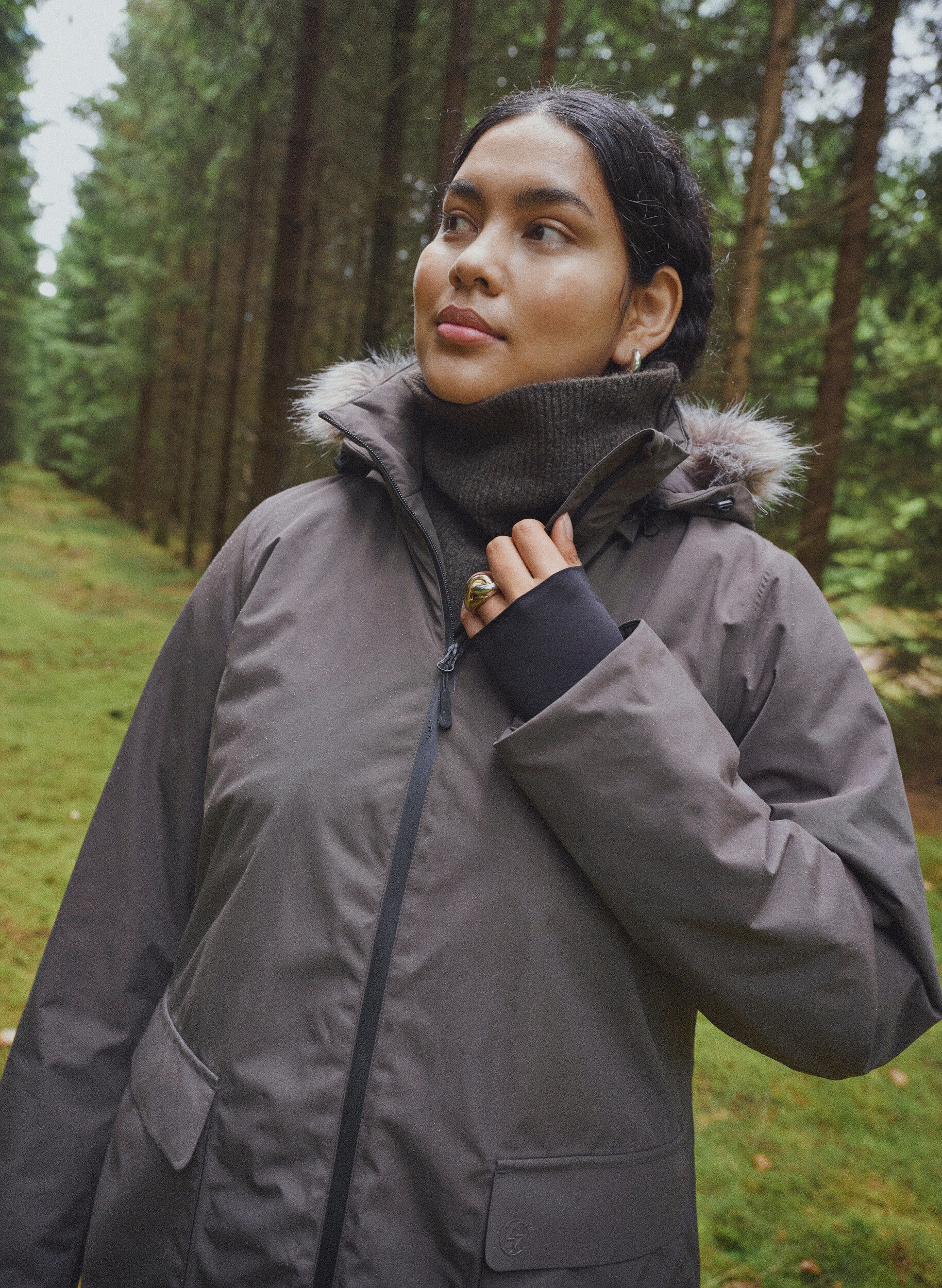 ZizzifashionWaterproof hooded parka, Brown, Image image number 0
