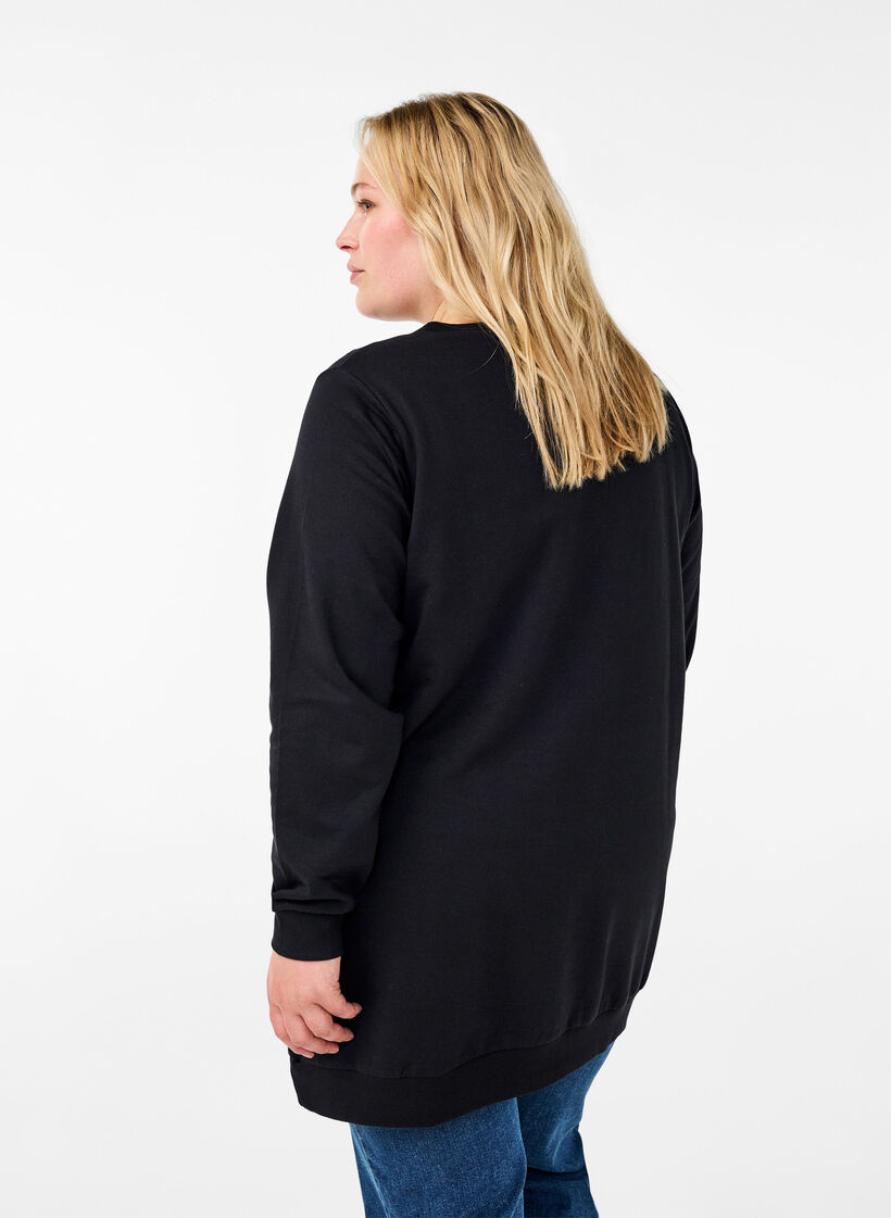 Sweat tunic with metal details, Black, Model image number 1