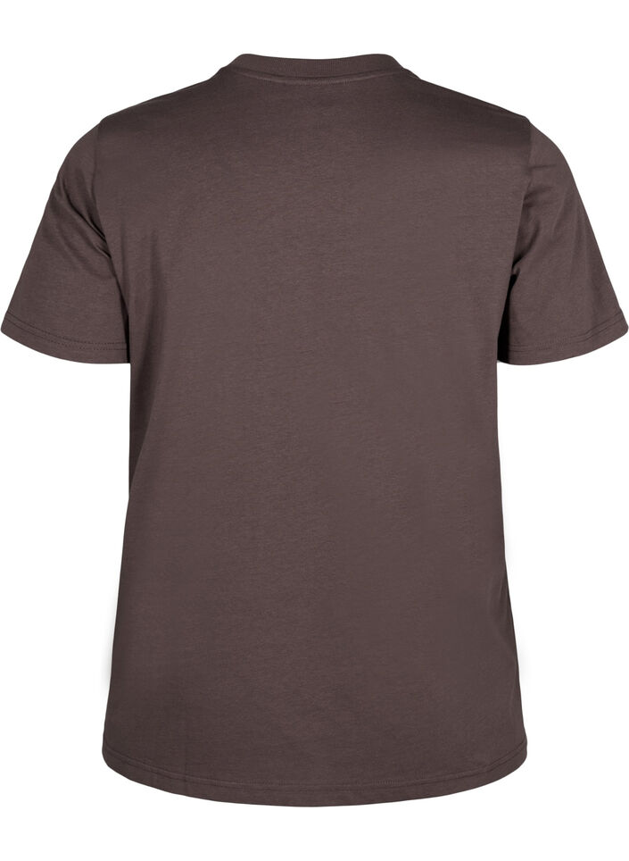 Basic cotton T-shirt with round neck, Brown, Packshot image number 1