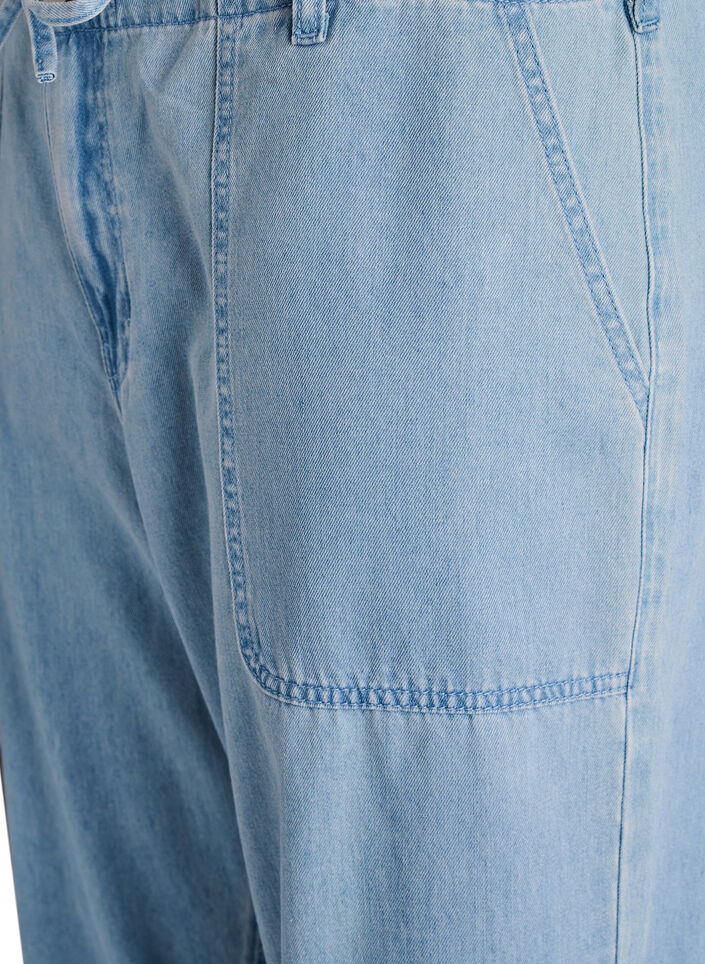 High-waisted jeans with tie belt, Light Blue, Packshot image number 2