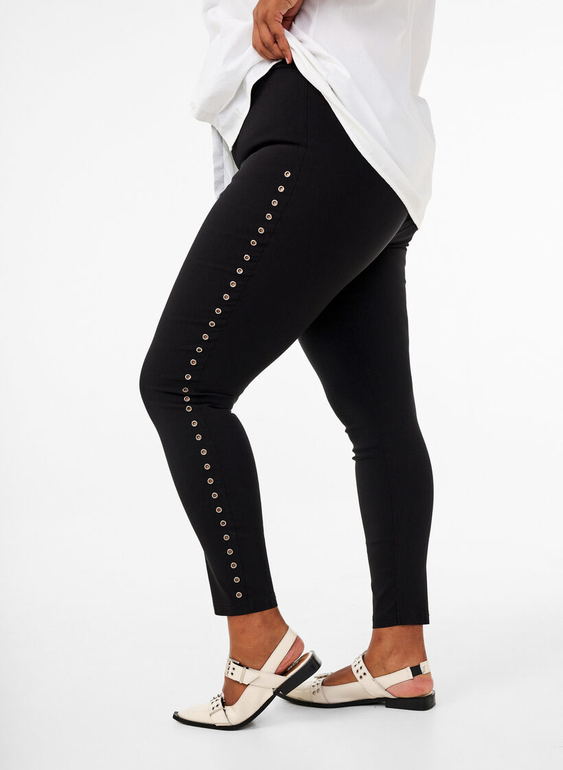 Leggings with eyelets, Black, Model image number 2