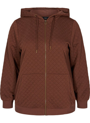 Sweater cardigan with a hood a zip, Rocky Road, Packshot image number 0